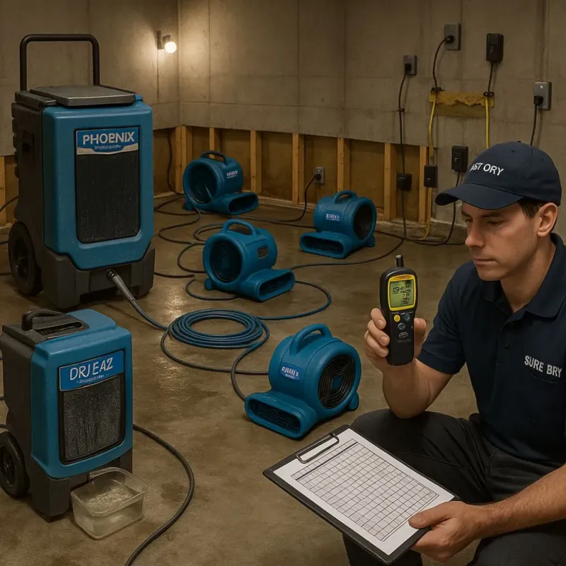 Structural Drying and Dehumidification process in Tornado, WV